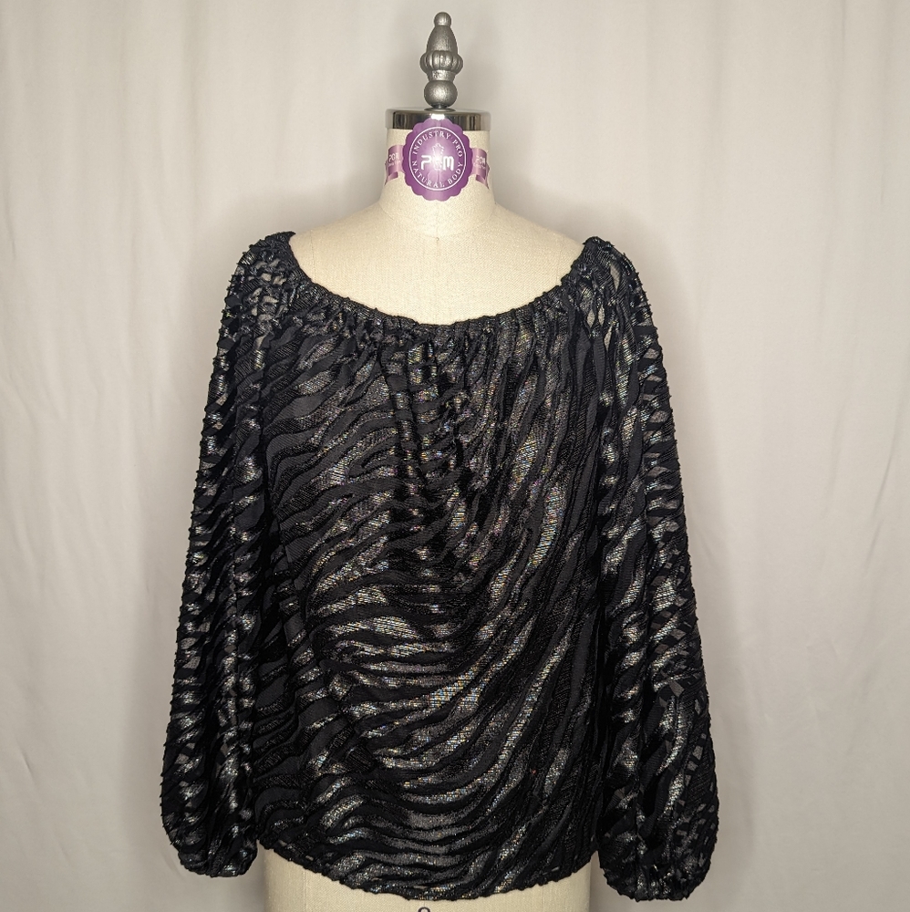 White House Black Market Metallic Zebra Top